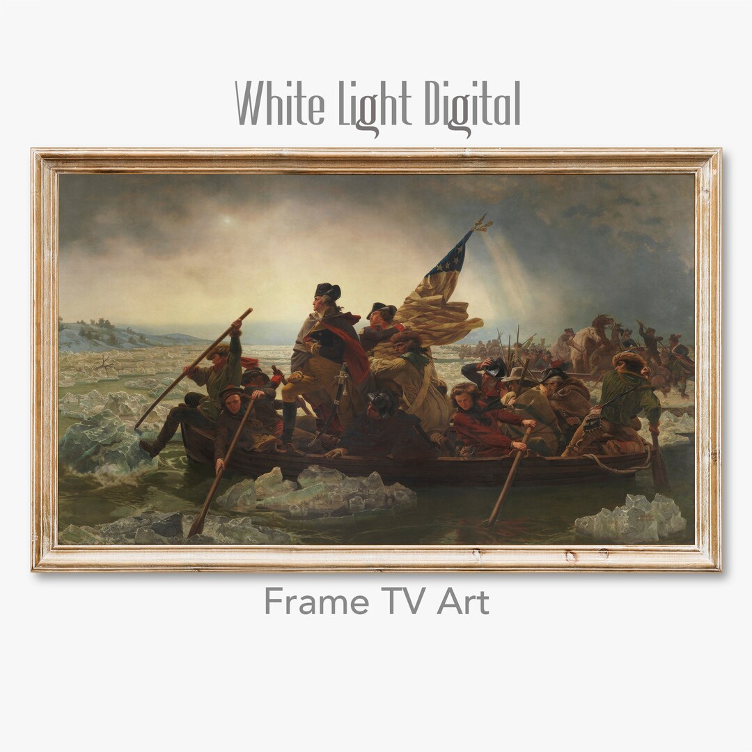 4th of July Art for Frame TV, American History Washington Crossing the ...