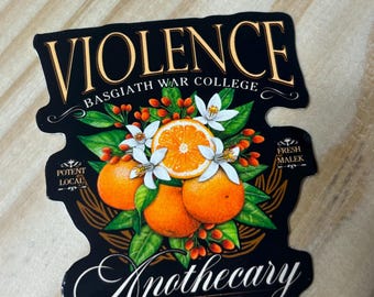 Pegatina del libro de la Escuela de Guerra de Violence Apothecary
