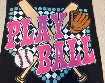 Play Ball Western Checker Baseball Tee Shirt Comfort Colors Game Day