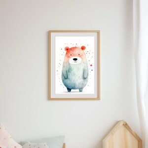 Impresión de oso de acuarela ? Póster habitación infantil | Decoración de guardería y arte de pared | Descarga imprimible de bricolaje ? Imprimir en A3, A4, A5