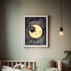 Luna Riendo | Póster habitación infantil | Decoración de paredes | Póster infantil imprimible Luna | Descarga digital
