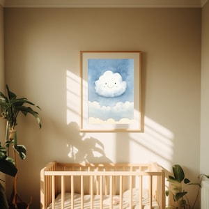 Nube de risa en A3 | Póster habitación infantil neutro | Ilustración de la nube | Decoración de habitación infantil con motivo de nube | Descarga digital