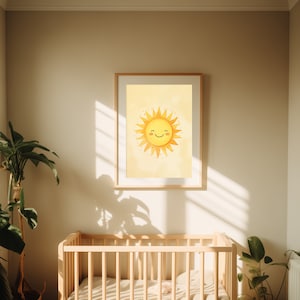 Feliz sol | Póster habitación infantil | Mural del sol | Estampado Boho y Colores Pastel | Descarga digital | A3, A4, A5