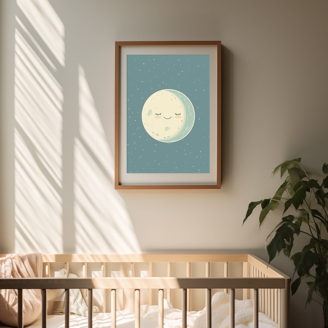 Moon | Nursery Poster | Planet Wall Art | Minimalist Print | Digital ...