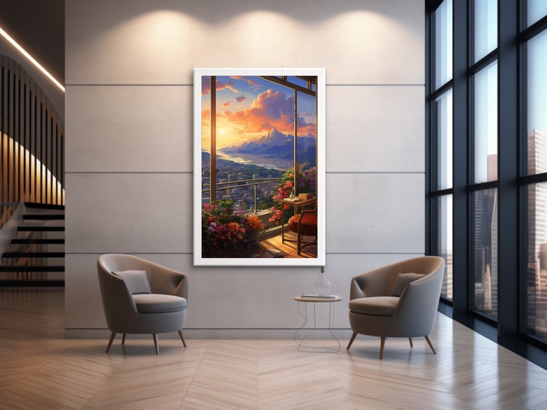 Wall Art Printable, Decor, Digital Artwork, Lofi Landscape Art Ghibli