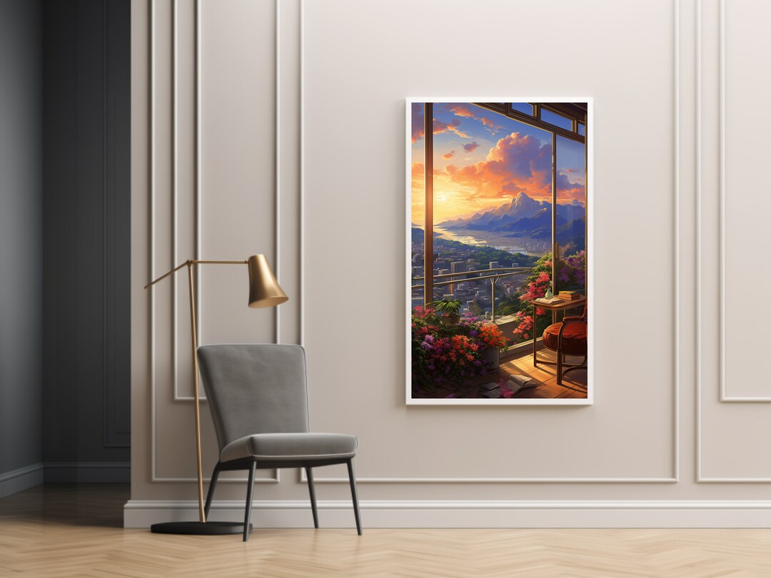 Wall Art Printable, Decor, Digital Artwork, Lofi Landscape Art Ghibli