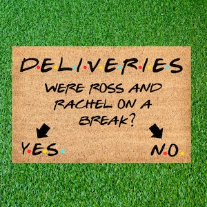 Felpudo «Ross y Rachel se han dado un tiempo», Felpudo divertido de bienvenida para amigos, Felpudo personalizado, Regalo de inauguración, Felpudo para puerta principal, Alfombra de exterior