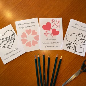 Tarjeta del Día de Valenitne imprimible / Tarjeta de aniversario / Corazón para colorear / Descarga instantánea digital / Impresión simple con temática de amor