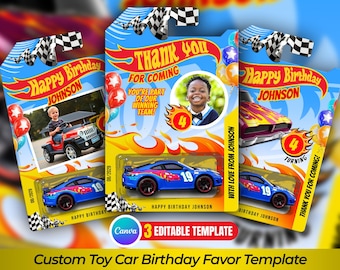 Editable Birthday Toy Car Packaging, Car Wheels Favor Template, Birthday Favor Gifts, Car Birthday Favor, Custom Race Car Favor (DIY)