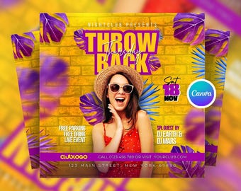Plantilla editable de Canva para volante de fiesta de DJ de fin de semana en club nocturno, volante digital para evento de club nocturno, promoción de fiesta en redes sociales en Canva