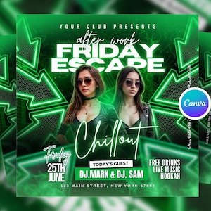 Friday Night Party Flyer Canva Template, Editable Club Party Flyer, DJ Night Social Media Flyer, Weekend Nightlife Canva Flyer, Party Flyer