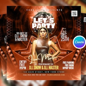 Editable Weekend DJ Music Party Flyer Canva Template, Friday Club Night Party Flyer, DJ Event Flyer, Digital Party Flyer for Social Media