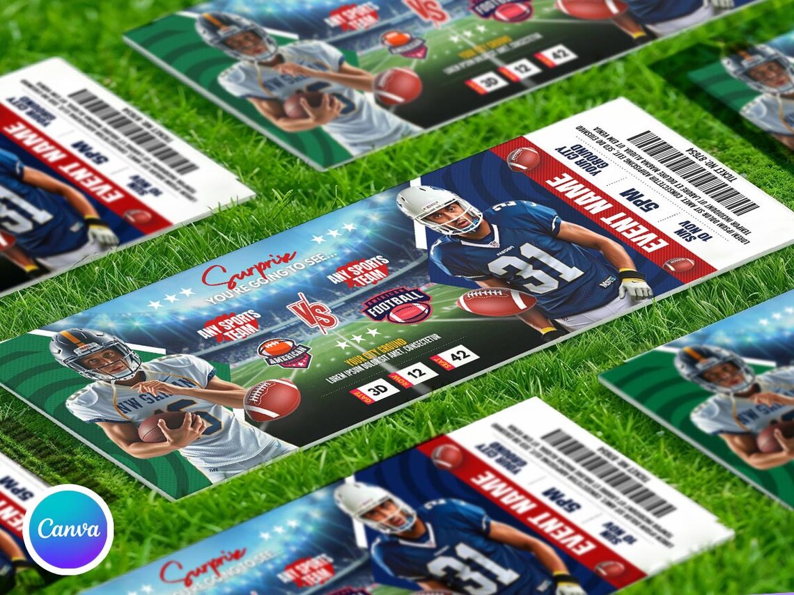 Editable Football Game Ticket Template, Sports Event Ticket, DIY Match