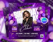 Editable Birthday Party Flyer, Night Club Birthday Celebration Canva Template, Birthday Dinner Party Flyer