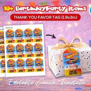 Race car themed birthday party favor bundle with printable labels and wrappers for kids’ snacks, toy car favors and party decorations. Designed for car-themed birthdays and racing-style celebrations.