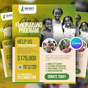 Child Welfare and Relief Fundraising Flyer Canva Template, Editable NGO Donation Campaign Poster, Charity Event Social Media Flyer Design