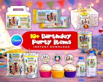 Spider Hero Superhero Party Favor Bundle, Spidey and his Amazing Friends, Chip Bag, Labels, Spidey Birthday Editable Labels (DIY)
