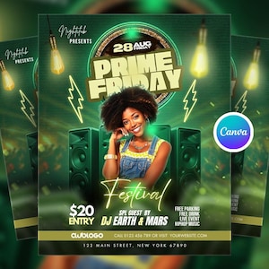 Editable Friday Night Club Party Flyer Canva Template, Weekend DJ Club Event Invitation, Modern Club Flyer Design, Club Party Flyer Canva