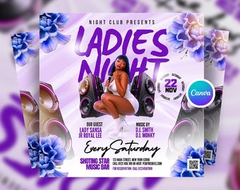 Editable Weekend Ladies Night Party Flyer Canva, Girls Night Out Club Flyer, Nightclub Event Social Media Flyer, DJ Party Flyer, Night Club