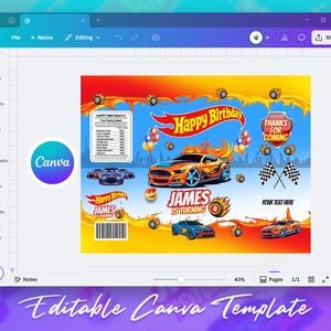 Race car themed birthday party favor bundle with printable labels and wrappers for kids’ snacks, toy car favors and party decorations. Designed for car-themed birthdays and racing-style celebrations.