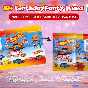 Race car themed birthday party favor bundle with printable labels and wrappers for kids’ snacks, toy car favors and party decorations. Designed for car-themed birthdays and racing-style celebrations.