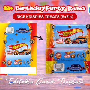 Race car themed birthday party favor bundle with printable labels and wrappers for kids’ snacks, toy car favors and party decorations. Designed for car-themed birthdays and racing-style celebrations.