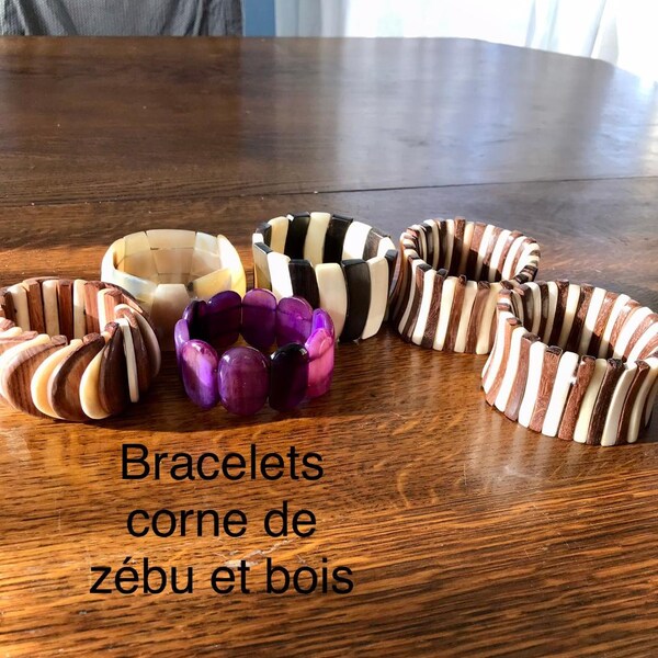 bracelets en corne de zébu bois