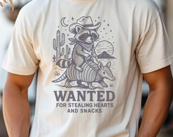 Raccoon Shirt Funny Raccoon Wanted Shirt Cute Raccoon Shirt Funny Western Shirt Cowboy Raccoon Shirt Raccoon T-Shirt Raccoon Lover T Shirt