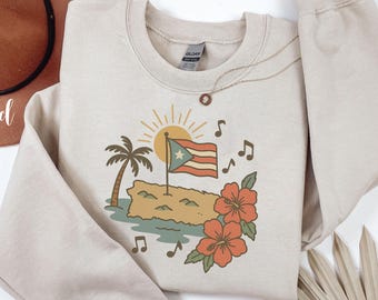Puerto Rico Sweatshirt, Boricua Sweatshirt, Puerto Rico Flag Sweatshirt, Puerto Rican Gifts, Tropical Island Sweatshirt, Puerto Rico Sweater