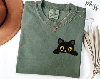 Black Cat T-Shirt, Halloween Black Cat Shirt, Black Cat Gift, Spooky Season Cat Shirt, Cute Black Cat Shirt, Cat Lover Shirt Women Cat Shirt