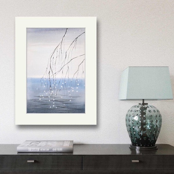 Wandbild Meer Wasser maritim , Abstrakte Kunst Aquarell Malerei , Geschenk Muttertag