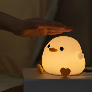 Handmade LED Cute Bean Duck Night Light - Charming & Functional Lighting for Children's Rooms, Bedtime Comfort, and Design Atmosphere