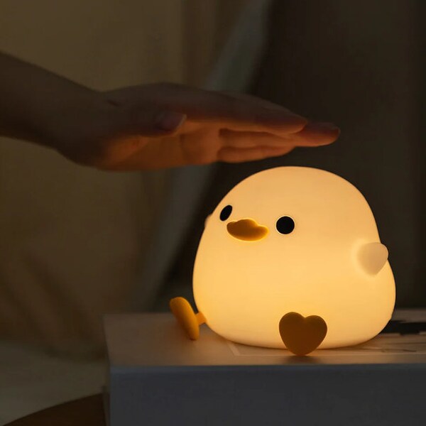 Handmade LED Cute Bean Duck Night Light - Charming & Functional Lighting for Children's Rooms, Bedtime Comfort, and Design Atmosphere