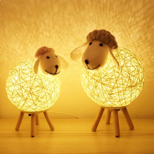 Handcrafted Sheep Lamp - Decorative Night Light - Perfect For Room Or Nursery