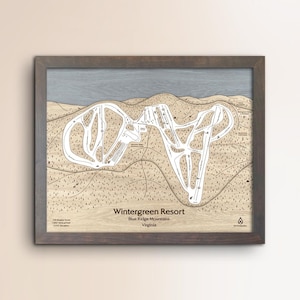 Wintergreen Resort, VA Ski Trail Map Art | Wooden Ski Slope Art, Layered Mountain Art, Engraved Wood Map, Ski Décor, Skiing Gifts