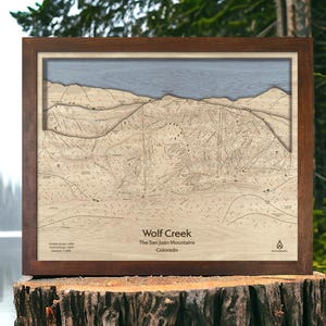 Wolf Creek, Colorado - Carte des pistes de ski | Oeuvres d'art en bois pour station de ski, Décoration de ski, Cadeaux ski, Snowboarders
