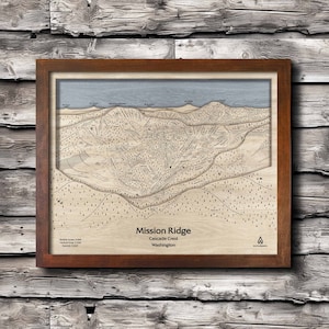 Carte des pistes de ski de Mission Ridge, WA | Illustrations de pistes de ski, Illustrations de cartes en bois, Cartes en bois gravées, Décoration de ski, Cadeaux ski, Snowboarders