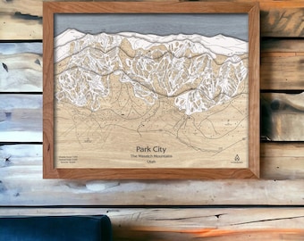 Park City, Utah Ski Trail Map Art | Custom Park City Ski Resort Map, Ski Decor, Mountain Wall Art, Authentic Torched Peaks Ski Map