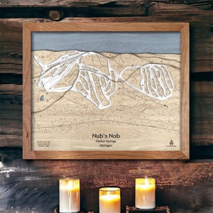 Nub's Nob, MI Ski Trail Map | Wooden Ski Resort Map, Ski Wall Art, Layered Mountain Art, Ski Decor, Skiing Gift, Michigan