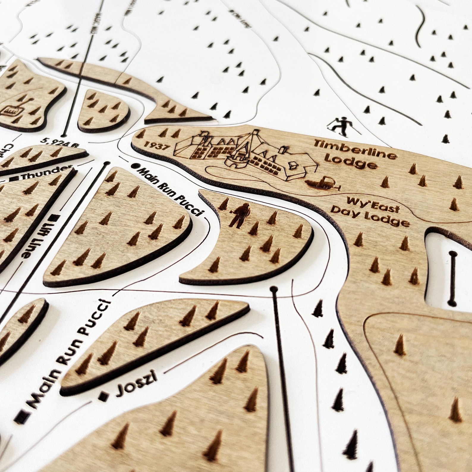 Timberline Ranch Map Timberline Lodge Mount Hood Ski Trail Map | Wooden Ski Map, Skiing Sign ...
