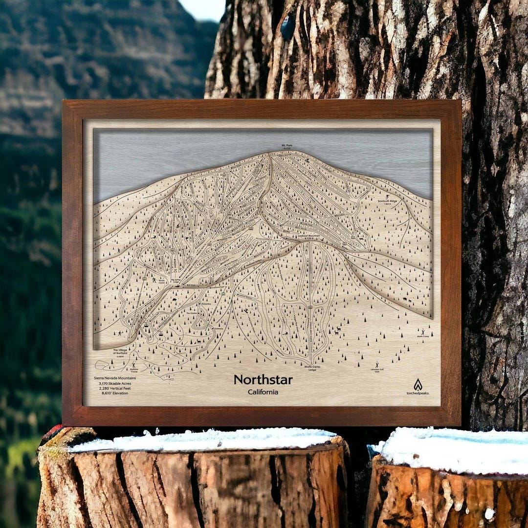 Northstar, CA Ski Trail Map Art | Ski Wall Art, Wooden Map Art ...