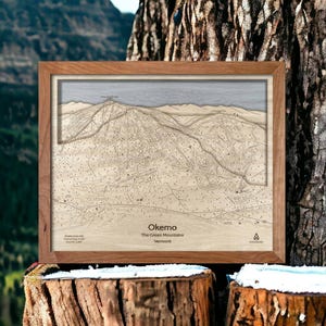 Okemo Mountain, Vermont Ski Trail Map Art | Wooden Ski Map, Skiing Sign, Engraved Wood Maps, Skiing Décor, Skiing Gifts, Snowboarders