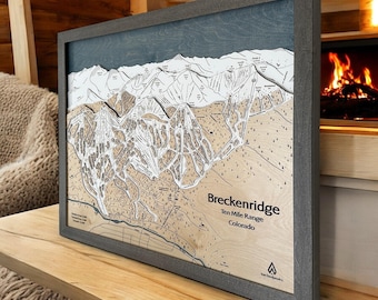 Breckenridge, CO Ski Resort Trail Map Art | Breckenridge Colorado Ski Map, Custom Wood Mountain Wall Art