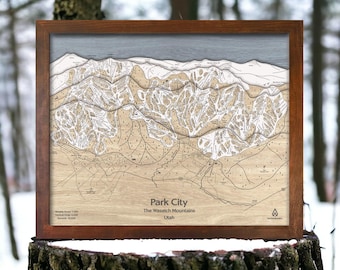 Park City Ski Map | Wooden Park City Ski Resort Trail Map, Ski Decor, Mountain Wall Art, Authentic Torched Peaks Ski Map