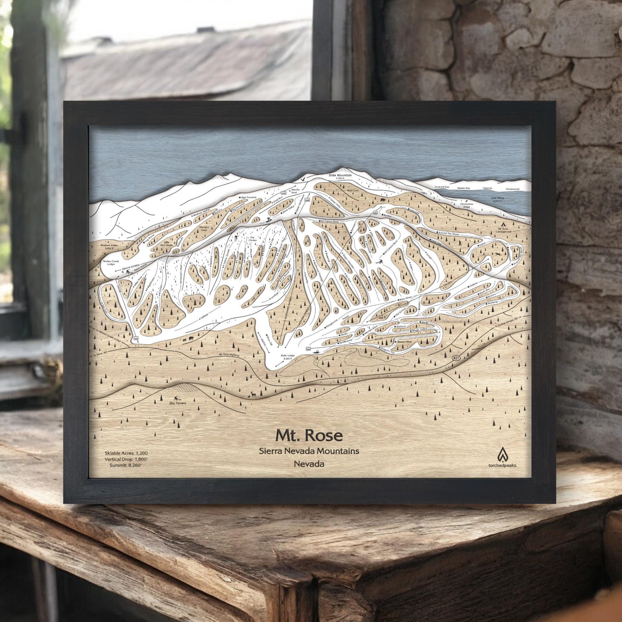 Mt Rose, NV Ski Resort Trail Map | Custom Mount Rose Ski Map, Ski
