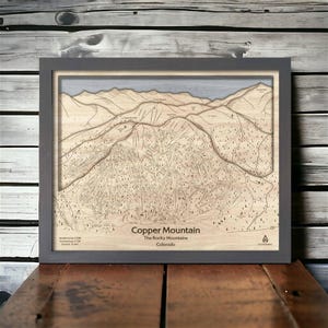 Copper Mountain, Colorado Ski Trail Map Art | Ski Slope Art, Wooden Map Art, Engraved Wood Maps, Skiing Décor, Skiing Gifts