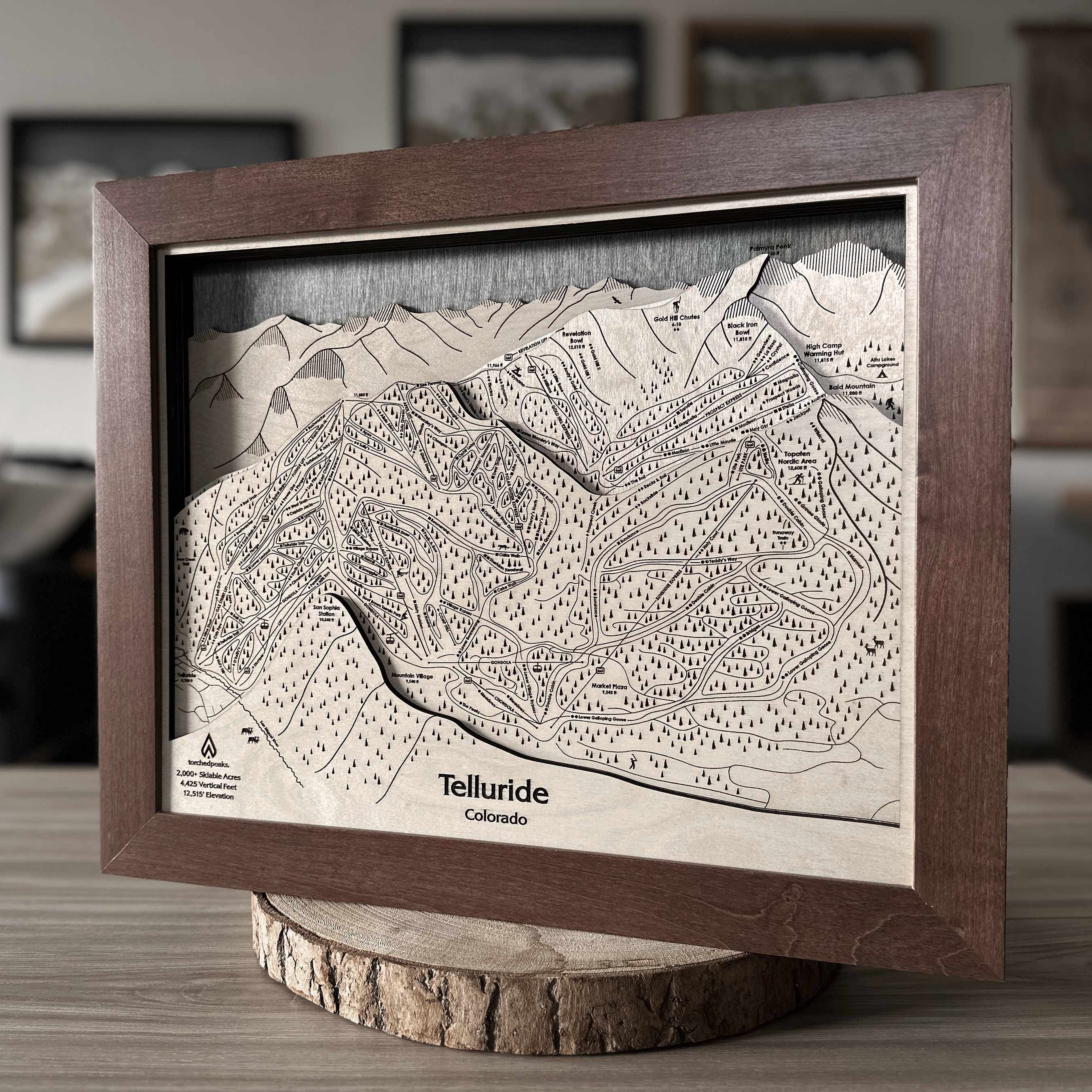 Telluride, CO Ski Resort Trail Map Art | Wood Ski House Telluride, CO Ski Resort Trail Map Art | Wood Ski House
