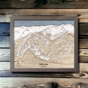 Telluride Colorado Wooden Ski Map