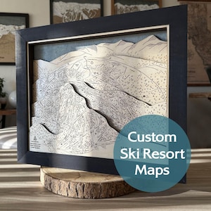 Custom Ski Trail Map - Premium Wood Ski Resort Wall Art, Unique Gift for Skiers and Snowboarders, Ski Cabin Decor