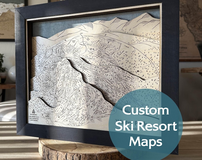Custom Ski Trail Map - Premium Wood Ski Resort Wall Art, Unique Gift for Skiers and Snowboarders, Ski Cabin Decor